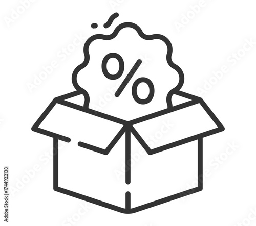 Discount box icon: unpacking special offers and promotions