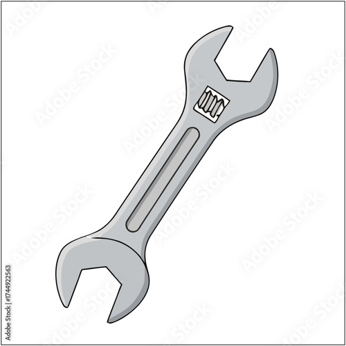 A detailed illustration of a silver adjustable wrench, a common hand tool, set against a plain white background.