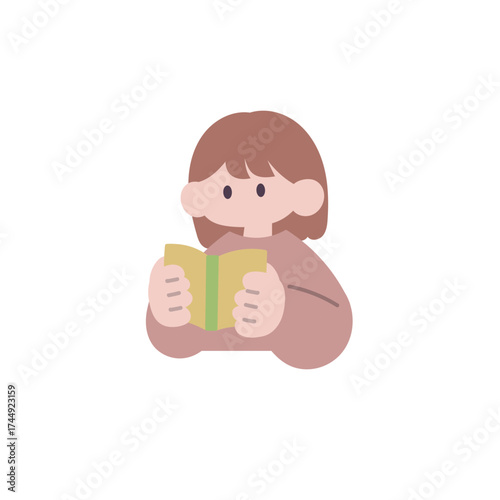 本を読む女性の手描きイラスト