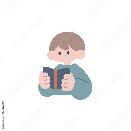 本を読む男性の手描きベクターイラスト