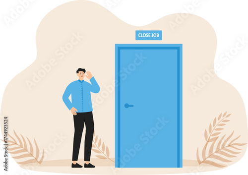 Quit routine job and leaving or escape way for business dead, Success or exit from work difficulties concept

