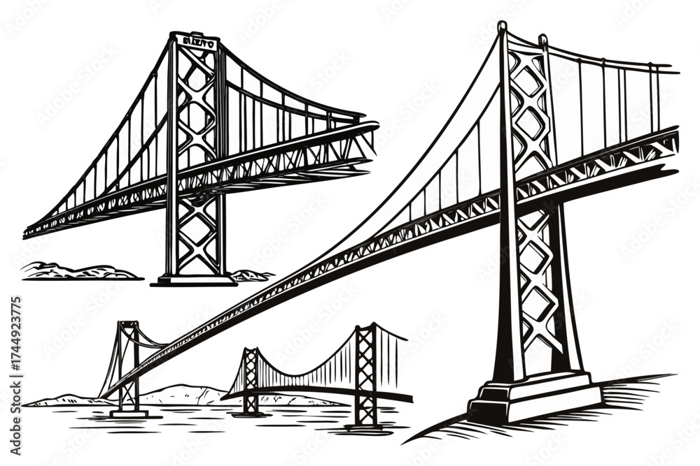 Fototapeta premium Golden Gate Bridge silhouette over the water in San Francisco, California.