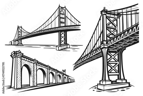 Golden Gate Bridge silhouette over the water in San Francisco, California.