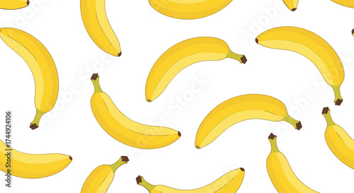 A cheerful repeating pattern of ripe yellow bananas.