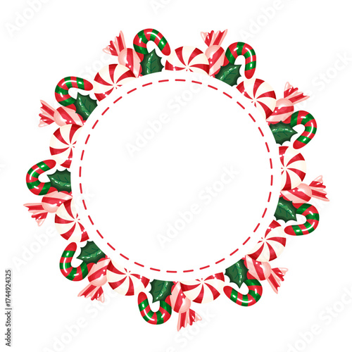 Christmas Candy Cane Frame Wreath