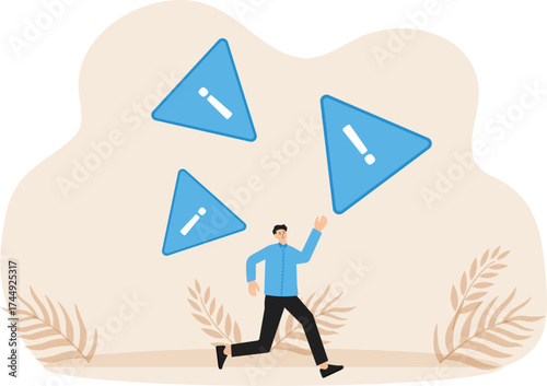 business risk or problem warning, failure prevention or avoid danger concept
