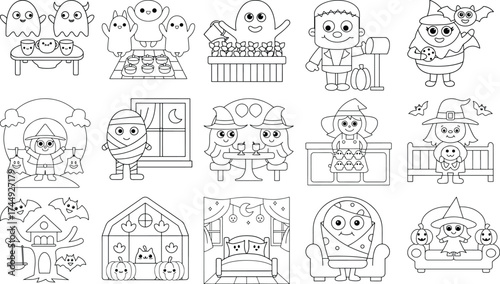 Halloween Themed Cartoon Characters and Scenes Coloring Pages pumpkin