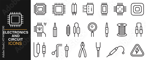 Vector Illustration of Electronics Circuit Parts, Including Resistors and Diodes