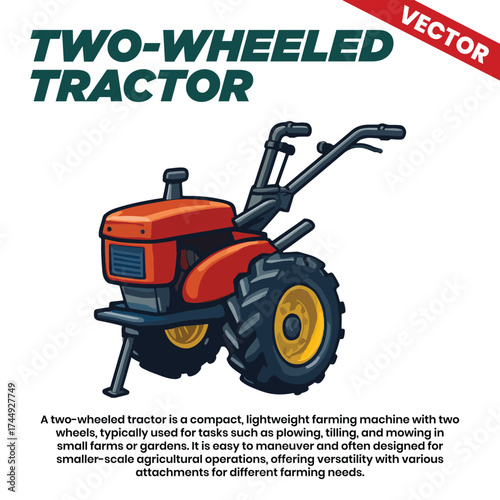Tractor Vector Illustration Two-Wheeled Tractor
