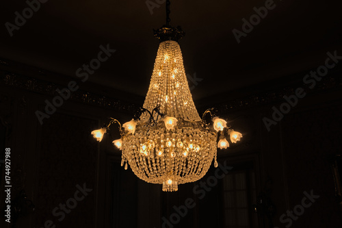 Posh crystal chandelier in the Opera building of Rennes 