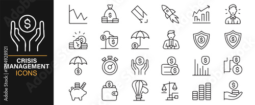 Business Management and Crisis Response Icons for Investment Planning
