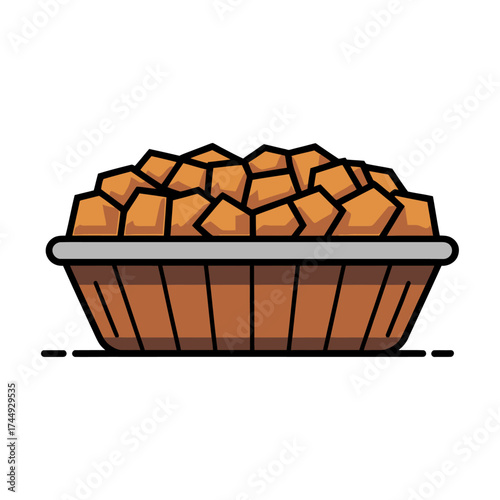 stylized sweet potato casserole with polygonal design isolated on white background
