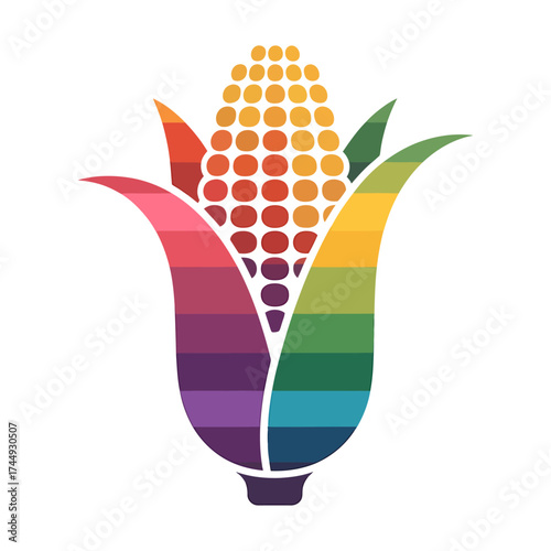 geometric corn illustration with colorful polygon shapes symbolizing harvest season and thanksgiving vector design