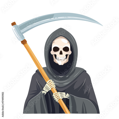 Grim figure with harvesting blade