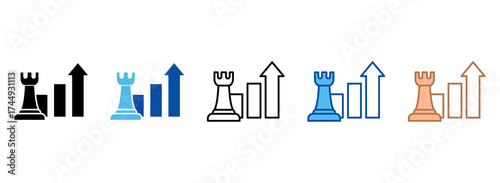 Business Strategy Icon Set Multiple Style Collection
