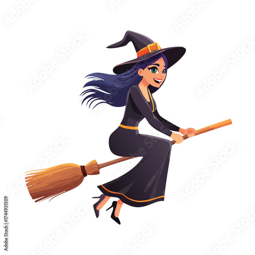 Cheerful woman floats on magical ride