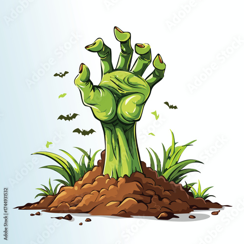 Eerie green hand rises from the ground