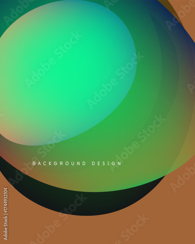 Abstract colorful overlapping circles create dynamic visual effect. Gradient shades blend smoothly, forming modern background design.