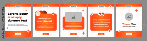 A modern carousel template with an orange color theme. A template for social media posts.