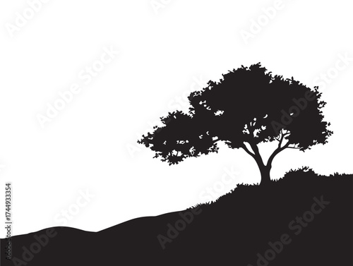 Elegant Lone Tree Silhouette Symbolizing Strength and Solitude