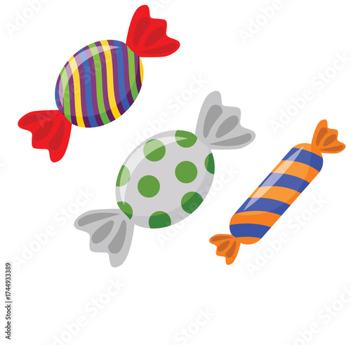 Cute cartoon hand drawn vector Christmas candies clipart. 