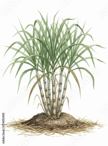Sweet Canes sugarcane isolated watercolor vector illustration svg