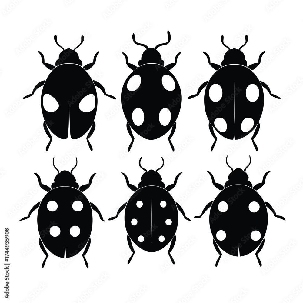 Fototapeta premium Firefly Silhouette Vector Collection on White Background
