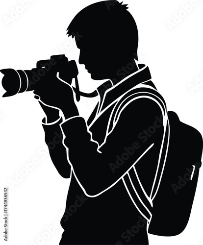 young photographer with a camera vector illustration