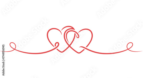 Intertwined hearts on a decorative flourish symbolizing love and commitment.