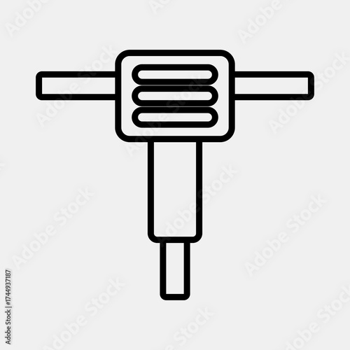 Icon breaker machine. Gold mining elements. Icon in line style.