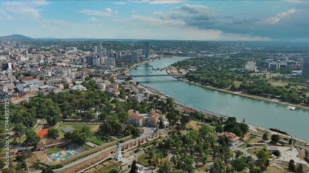 Obraz premium Belgrade city and bridges over Sava river