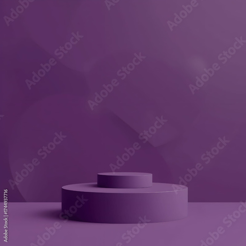 Purple Presentation Podium: A minimalist presentation podium in a deep purple hue, designed to showcase products or concepts in a sophisticated and elegant manner.