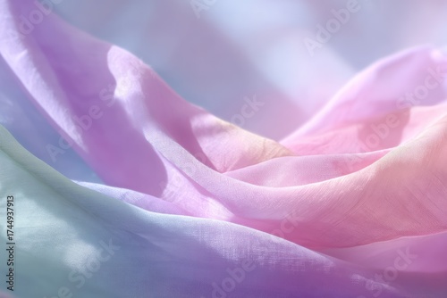 Soft Layered Pastel Gradient Fabric Texture with Delicate Flowing Curves