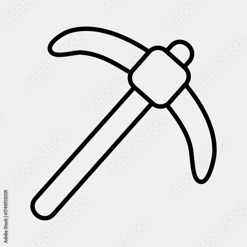 Icon pick axe. Gold mining elements. Icon in line style.