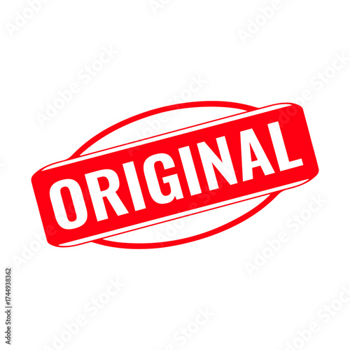 Original rubber stamp icon. Red original stamp sign or label icon