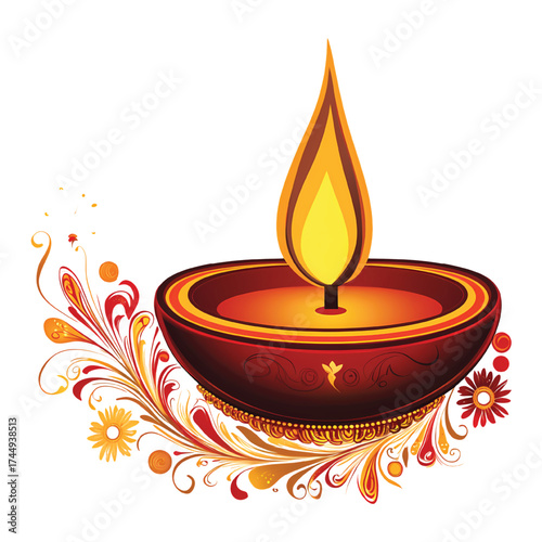 burning candle on a white background