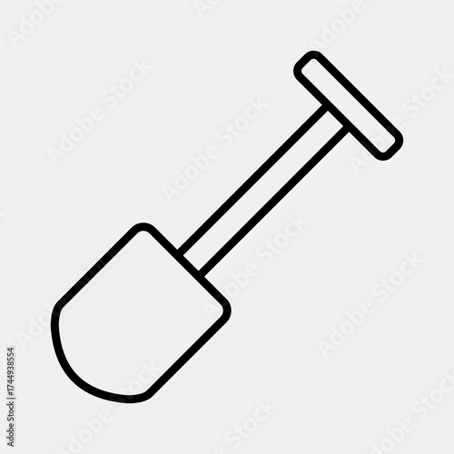 Icon shovel. Gold mining elements. Icon in line style.