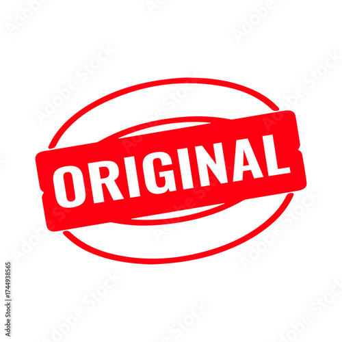 Original rubber stamp icon. Red original stamp sign or label icon