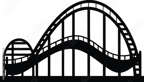  Roller coaster ride silhouette vector illustration.