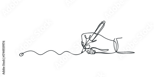 Hand drawing continuous line squiggle with pen