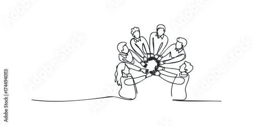 Group of diverse people hands clasped together in unity
