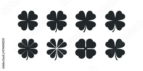 Collection of Black Clover Silhouettes with Varying Leaf Counts