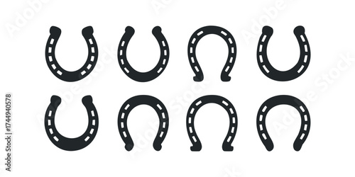Collection of Horseshoe Icons with Slot Accents