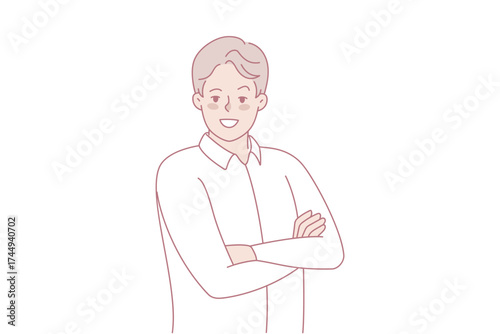 Portrait of smiling businessman feel confident and optimistic. Headshot of happy male employee or CEO in formalwear. Leadership concept. Flat vector illustration.