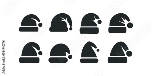 Collection of eight iconic Santa hat silhouettes