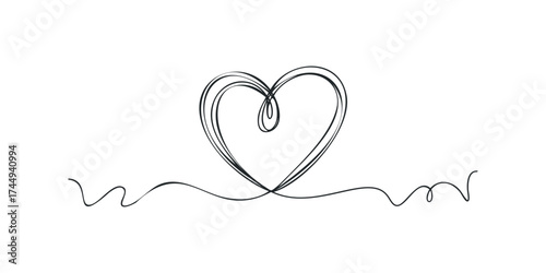 Simple continuous line drawing of a heart symbol