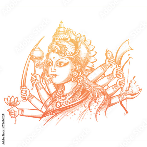 Girl in red dress holding sword with devilish dragon background vector illustration
