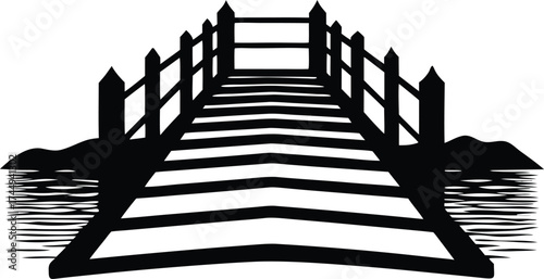 wooden bridge over water vector