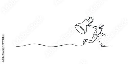 Person running holding a large lamp