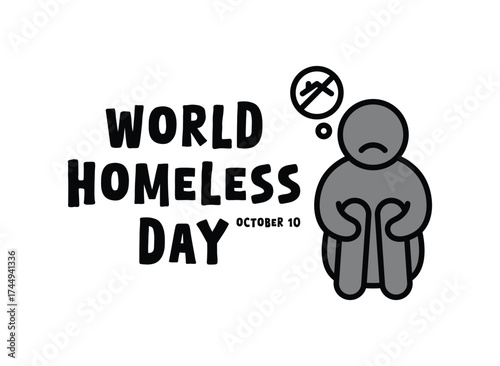 Flat design vector of World Homeless Day. October 10. White background.